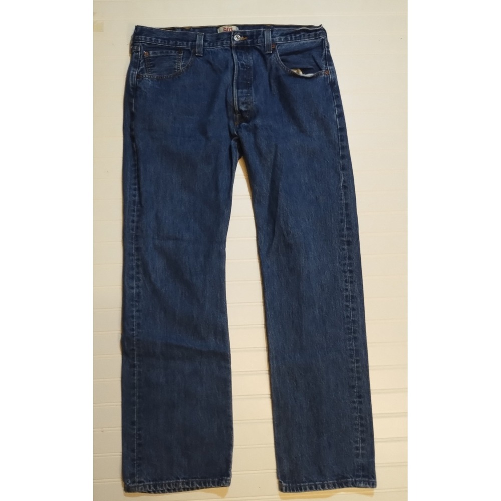 Levi's 501 Original Mens Straight Leg Button Fly Blue Jeans‎ 38x32 Dark Wash